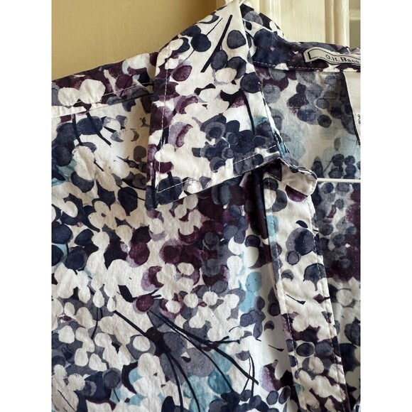 G.H. Bass & Co. Women’s Floral Blouse XL Short Sleeve Button Front Cotton Blend - Picture 3 of 7